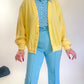 70s Buttercup Yellow Acrylic Cardigan (XL)