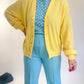 70s Buttercup Yellow Acrylic Cardigan (XL)