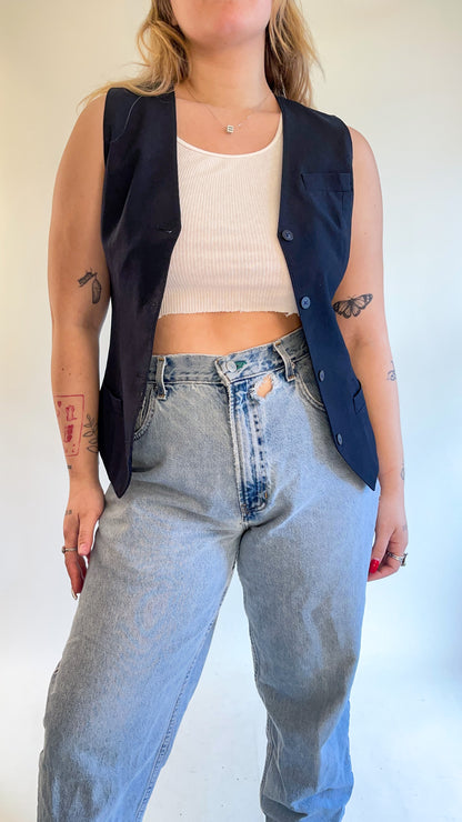 90s Black Suit Vest (XS)