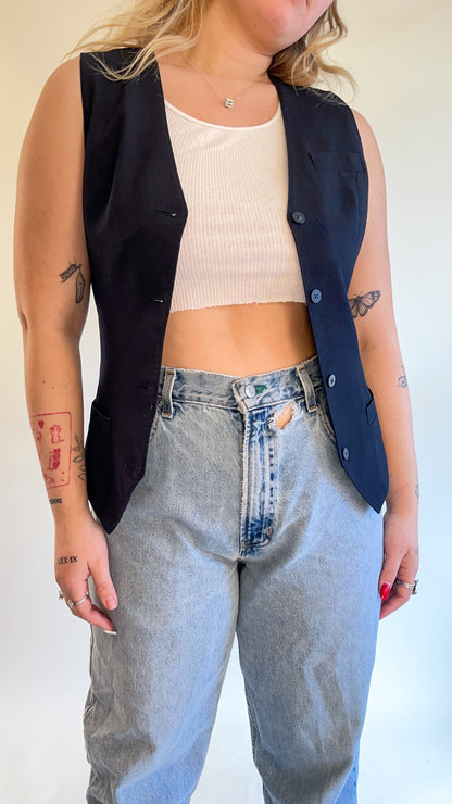 90s Black Suit Vest (XS)