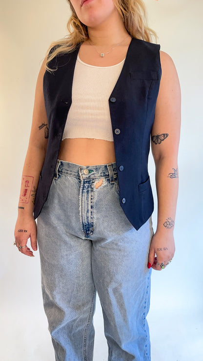 90s Black Suit Vest (XS)