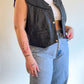 80s Black Leather Vest w/ Braided Detail (XL)