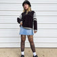 90s Black & Gray Striped Chenille Sweater (XL)