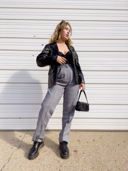 90s Plaid Wool High Waisted Trousers (W28")