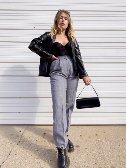 90s Plaid Wool High Waisted Trousers (W28")