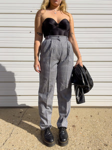 90s Plaid Wool High Waisted Trousers (W28")