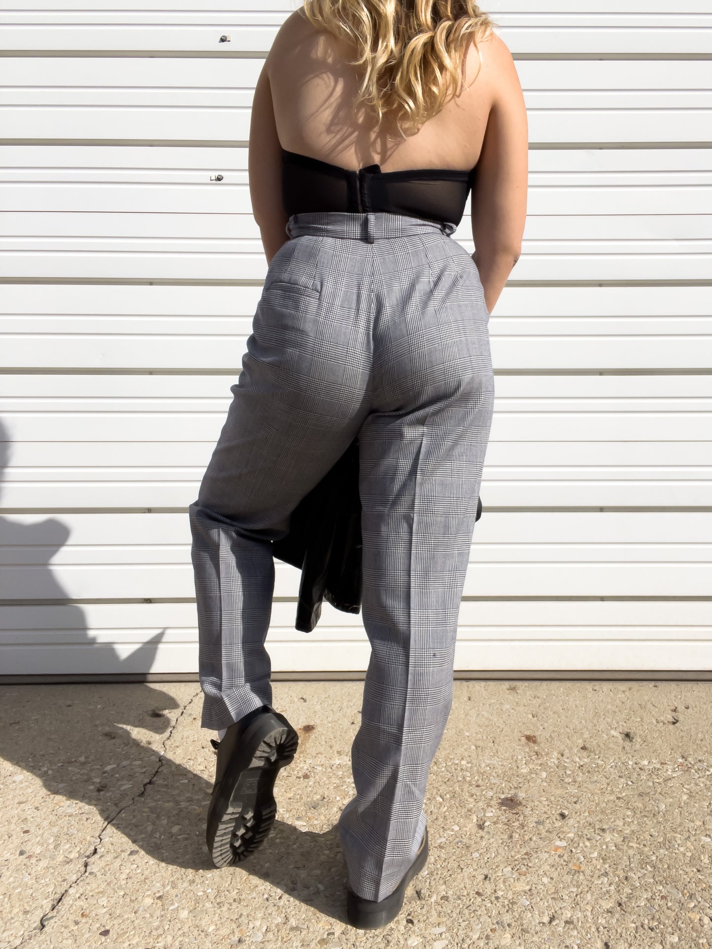 90s Plaid Wool High Waisted Trousers (W28")