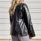 90s Faux Leather Blazer w/ Contrast Stitching (M)