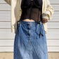 90s Denim Maxi Skirt w/ Pin-Tuck Detailing (W38")