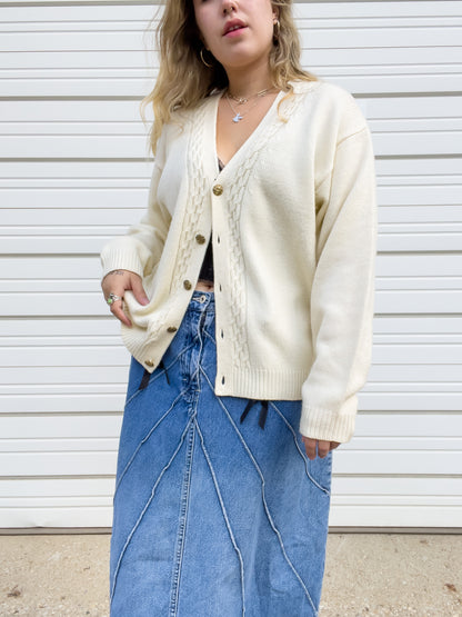 90s Cream Knit Cardigan (L/XL)
