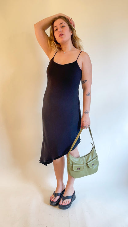 90s Asymmetric Hem Little Black Dress (M)