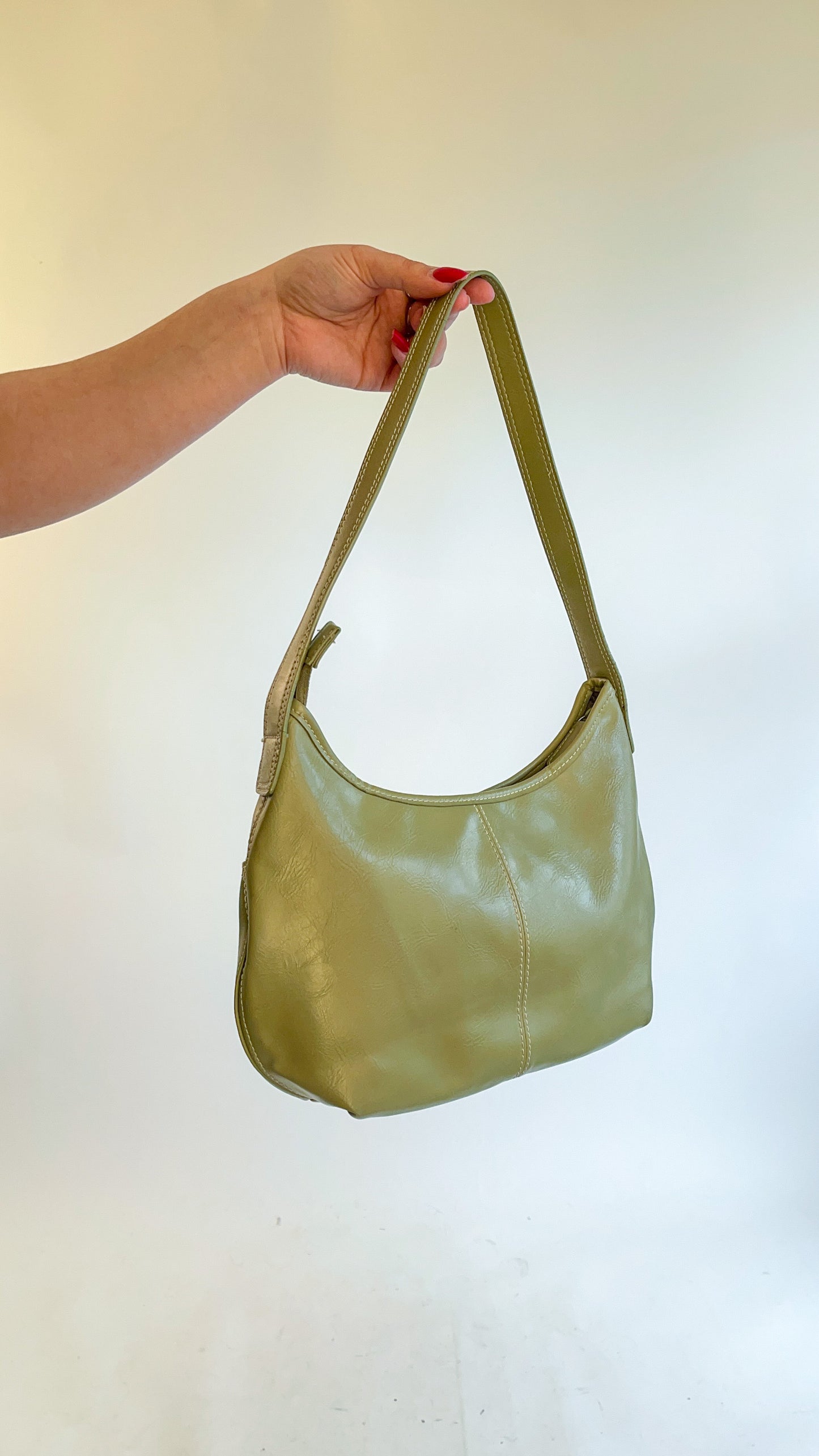 00s Sage Green Baguette Shoulder Bag