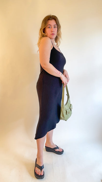 90s Asymmetric Hem Little Black Dress (M)