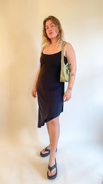 90s Asymmetric Hem Little Black Dress (M)