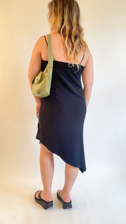 90s Asymmetric Hem Little Black Dress (M)