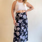 90s Black & Blue Floral Maxi Skirt (W26")