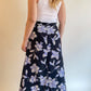 90s Black & Blue Floral Maxi Skirt (W26")