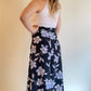 90s Black & Blue Floral Maxi Skirt (W26")