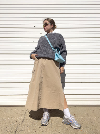 90s Khaki Cargo Maxi Skirt (L/XL)