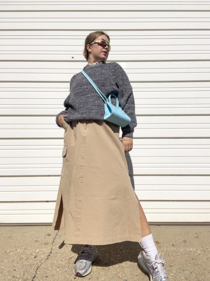 90s Khaki Cargo Maxi Skirt (L/XL)