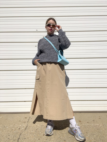 90s Khaki Cargo Maxi Skirt (L/XL)
