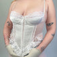 XS 70s Cream Satin & Lace Bustier Bodysuit