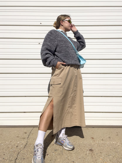 90s Khaki Cargo Maxi Skirt (L/XL)