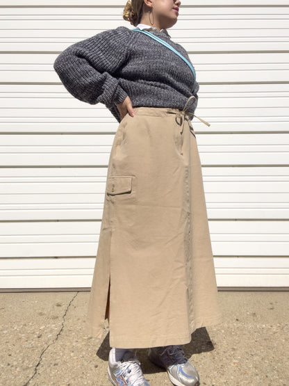 90s Khaki Cargo Maxi Skirt (L/XL)