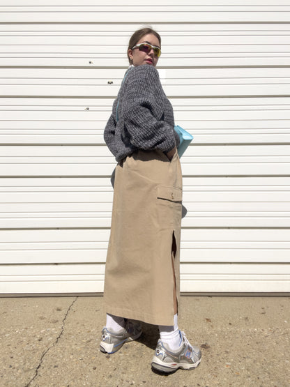 90s Khaki Cargo Maxi Skirt (L/XL)
