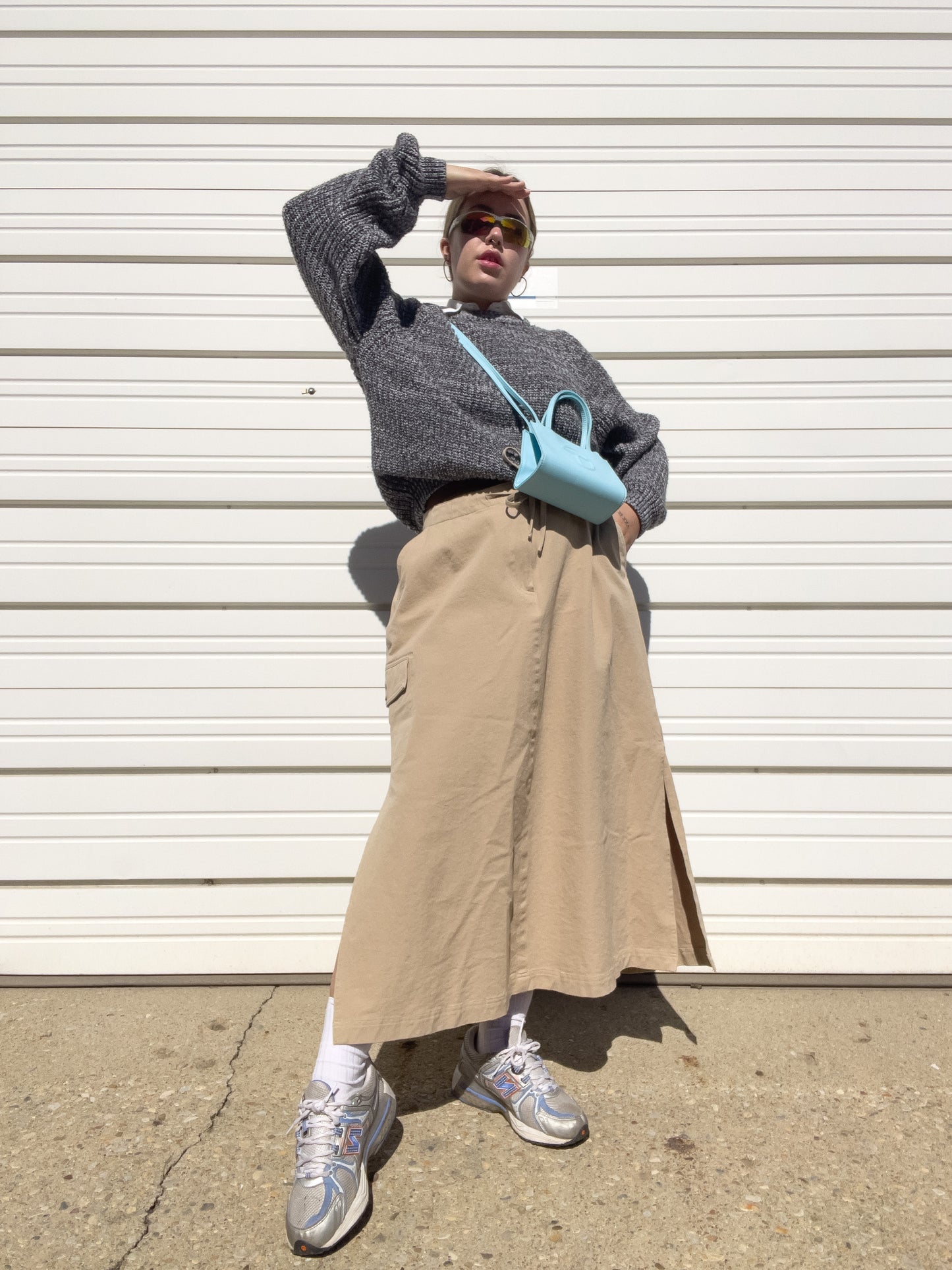 90s Khaki Cargo Maxi Skirt (L/XL)