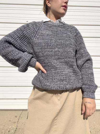 90s Gray Chunky Knit Sweater (XL)