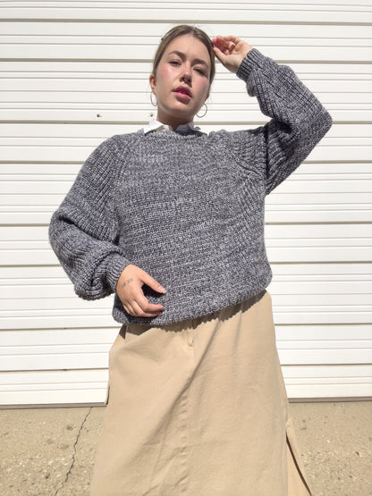 90s Gray Chunky Knit Sweater (XL)