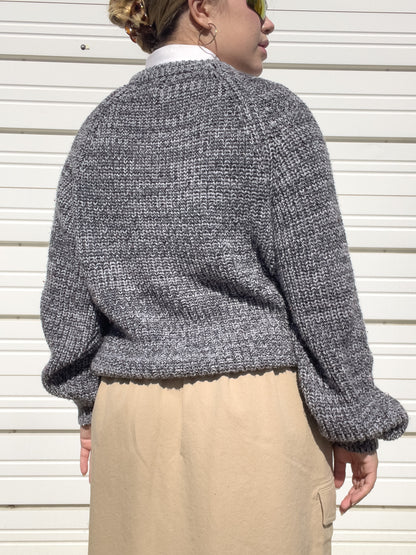 90s Gray Chunky Knit Sweater (XL)