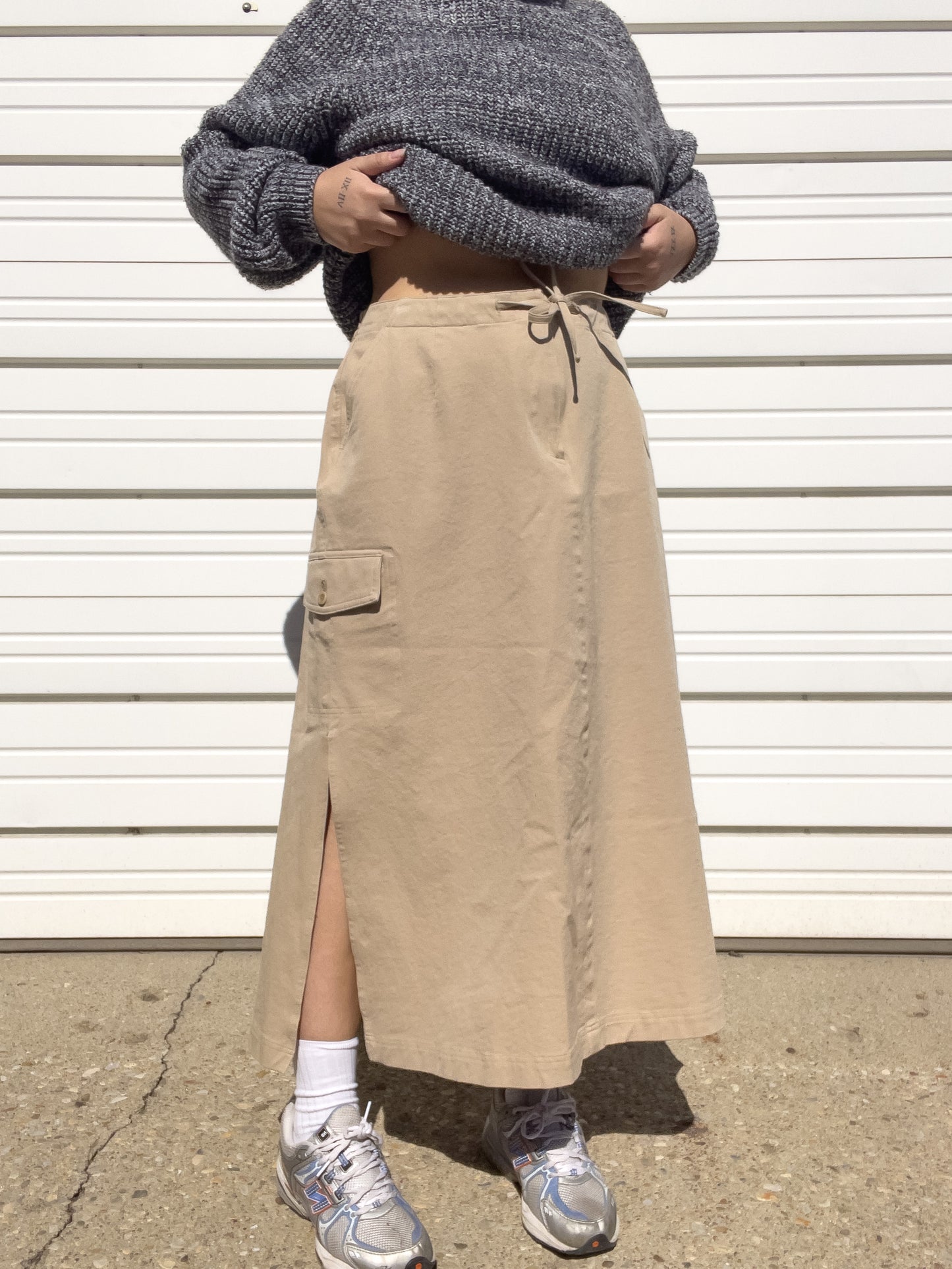 90s Khaki Cargo Maxi Skirt (L/XL)