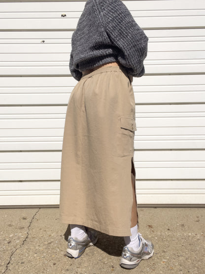 90s Khaki Cargo Maxi Skirt (L/XL)