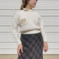 90s Cream Cropped Sweater w/ Button Up Collar (L)