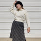 90s Black & White Plaid Midi Skirt (M/L)
