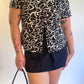 90s/00s Black & White Swirl Print Short Sleeve Button Up (M/L)