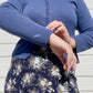 90s Navy Blue Button Up Long Sleeve Tee (M)
