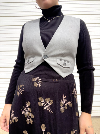 00s Gray Cropped Waistcoat Vest (S/M)