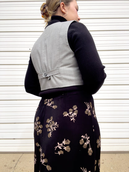 00s Gray Cropped Waistcoat Vest (S/M)