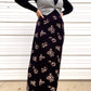 90s Black & Brown Rose Print Maxi Skirt (XXL)