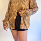 90s Gold Silky Snakeskin Print Button Up (L/XL)