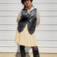 80s Black Genuine Leather Vest (L)