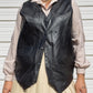 80s Black Genuine Leather Vest (L)
