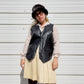 80s Black Genuine Leather Vest (L)