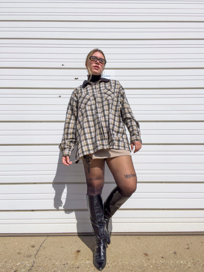 90s Plaid Lightweight Zip Up Shirt Jacket (XXL)