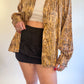 90s Gold Silky Snakeskin Print Button Up (L/XL)