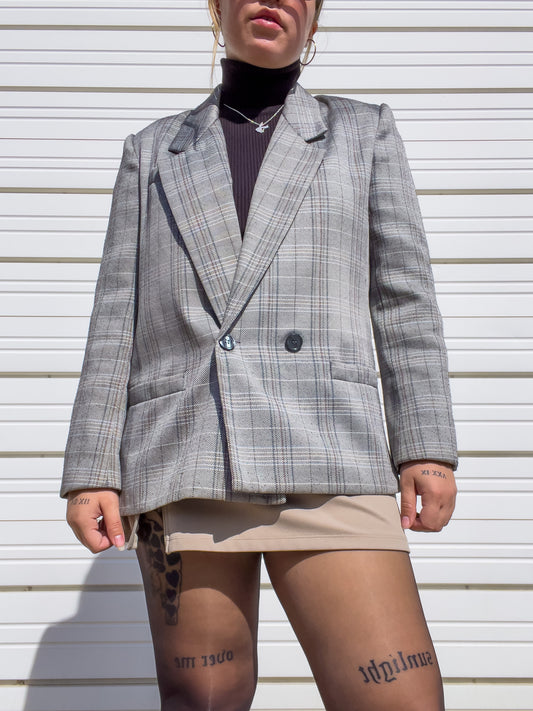 80s Gray Plaid Blazer (M/L)