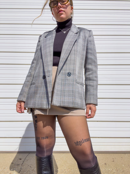 80s Gray Plaid Blazer (M/L)